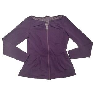 Karma Approx Small Activewear‎ Jacket Purple Full Zip Nylon Stretch Long Sleeve